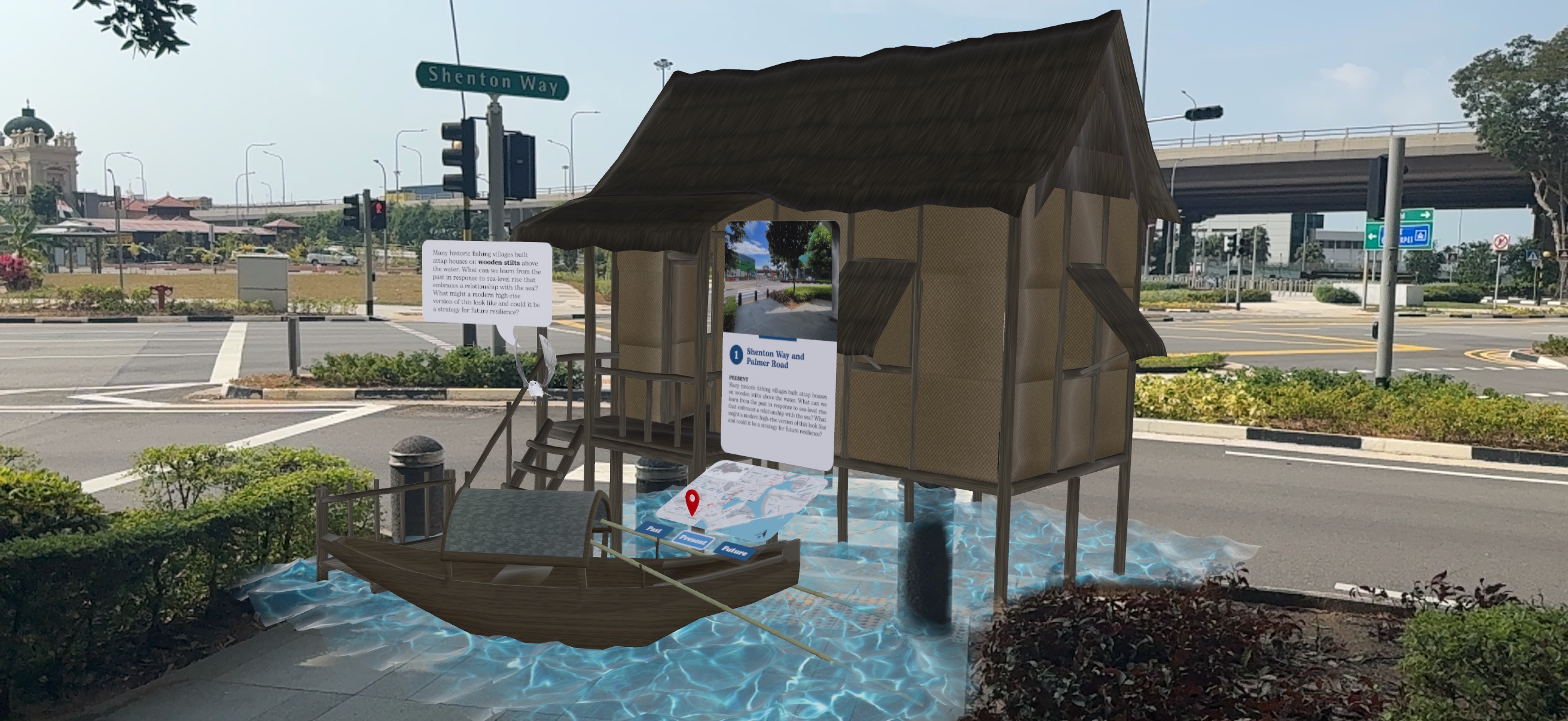 Screenshot image of Adapting Waterfronts Augmented Reality (AR) installation (2026) - Site #1 Shenton Way and Palmer Road (Credit: Gabriel Tenaya Kaprielian; AR by Muhammad Hadi Ikhsan) Screenshot image of Adapting Waterfronts Augmented Reality (AR) installation (2026) - Site #1 Shenton Way and Palmer Road (Credit: Gabriel Tenaya Kaprielian; AR by Muhammad Hadi Ikhsan)