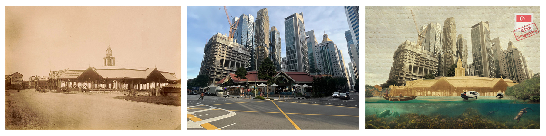 Images from Adapting Waterfronts Augmented Reality historic shoreline trail - Site #11 Lau Pa Sat Market Past, Present, and Future Images from Adapting Waterfronts Augmented Reality historic shoreline trail - Site #11 Lau Pa Sat Market Past, Present, and Future