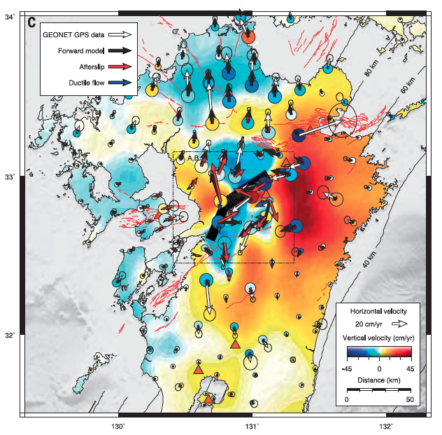 This figure illustrates deformation of the Earth’s lower crust in the Kumamoto region (Source: James Moore) This figure illustrates deformation of the Earth’s lower crust in the Kumamoto region (Source: James Moore)