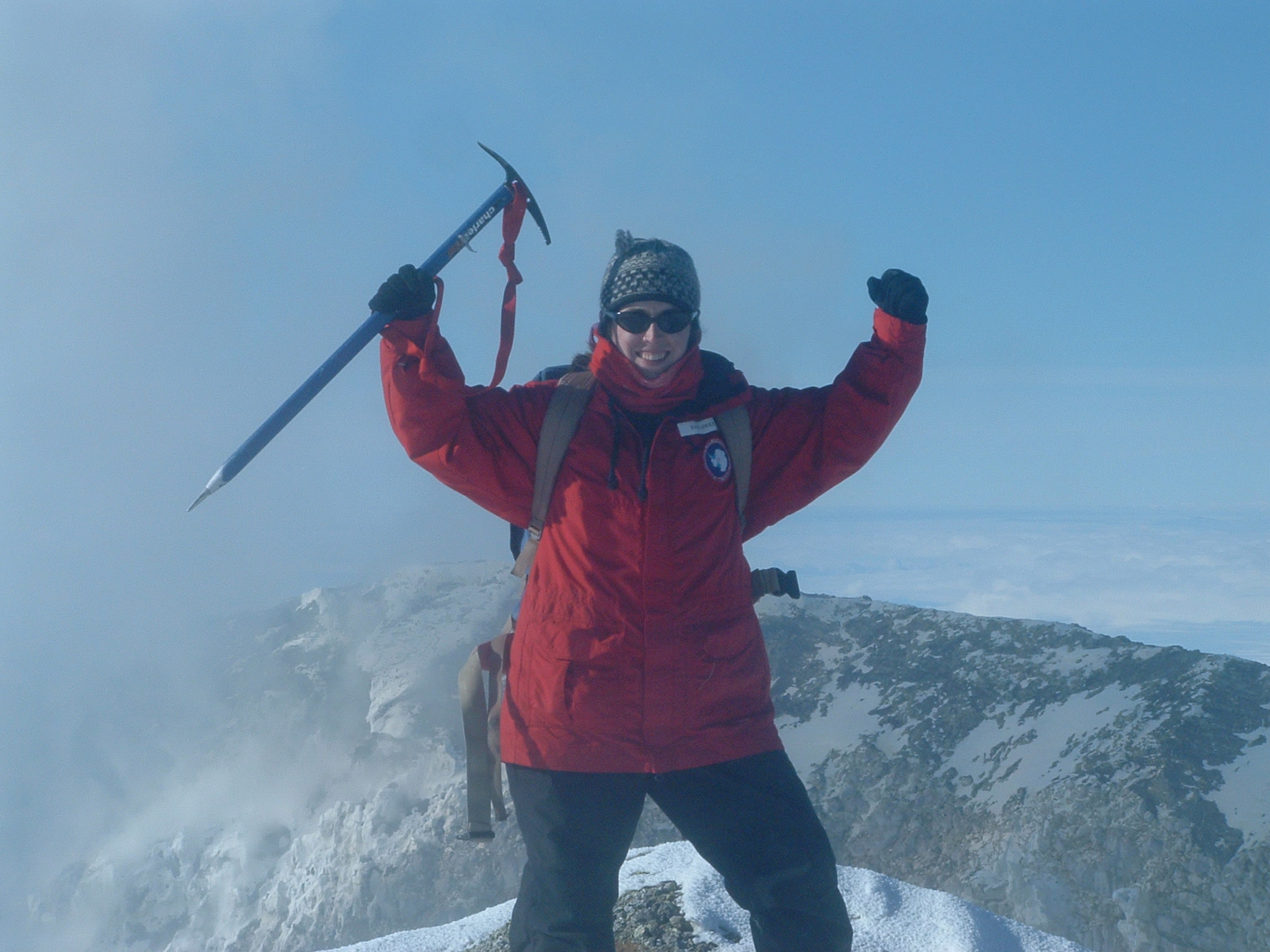 Dr Ruth at the peak of Mount Erebus in Antarctica (Source: Dawn Catherine Sweeney Ruth)