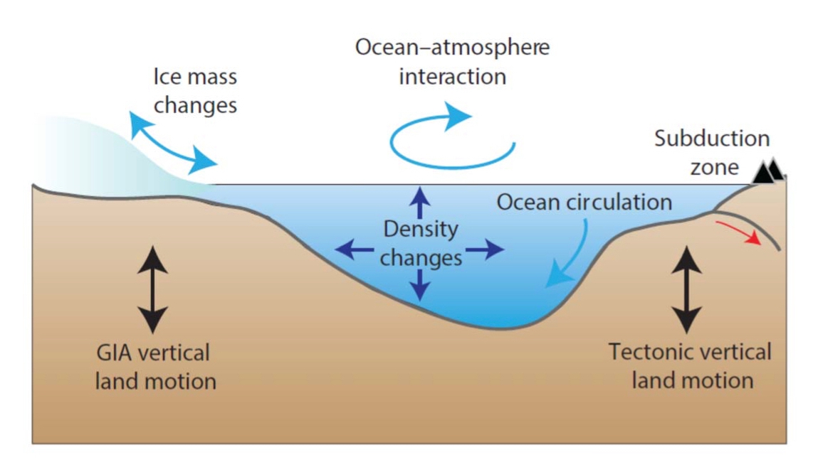 EOS Sea-level processes. Processes influencing relative and absolute sea level (Source: Modified from Milne et al., 2009)