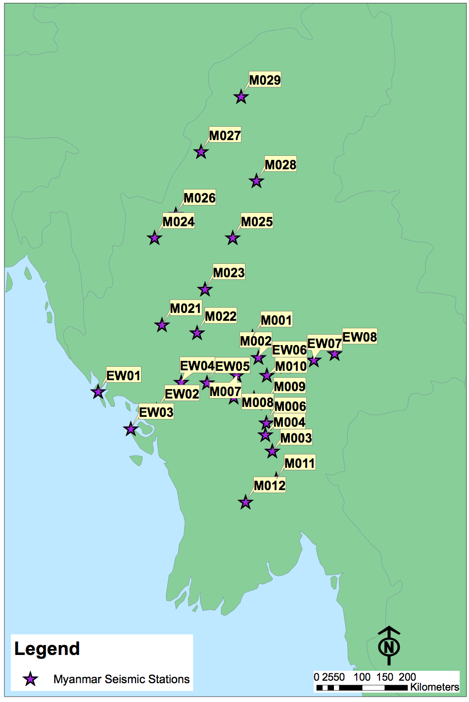 The Myanmar Seismic Network consists of 30 broadband seismic stations scattered throughout the country (Source: EOS Technical Office) The Myanmar Seismic Network consists of 30 broadband seismic stations scattered throughout the country (Source: EOS Technical Office)