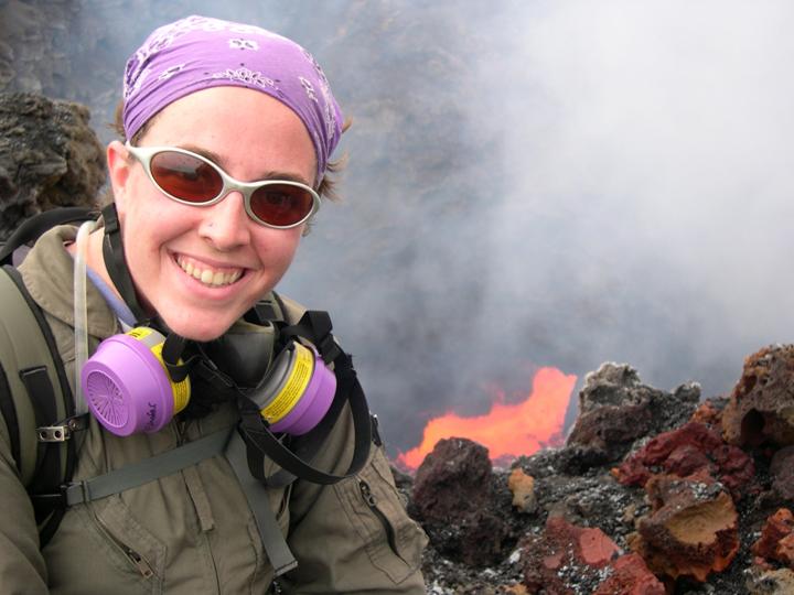 Dr Dawn Ruth at Pu’u O’o vent, Kilauea volcano, USA (Source: Dawn Catherine Sweeney Ruth) Dr Dawn Ruth at Pu’u O’o vent, Kilauea volcano, USA (Source: Dawn Catherine Sweeney Ruth)