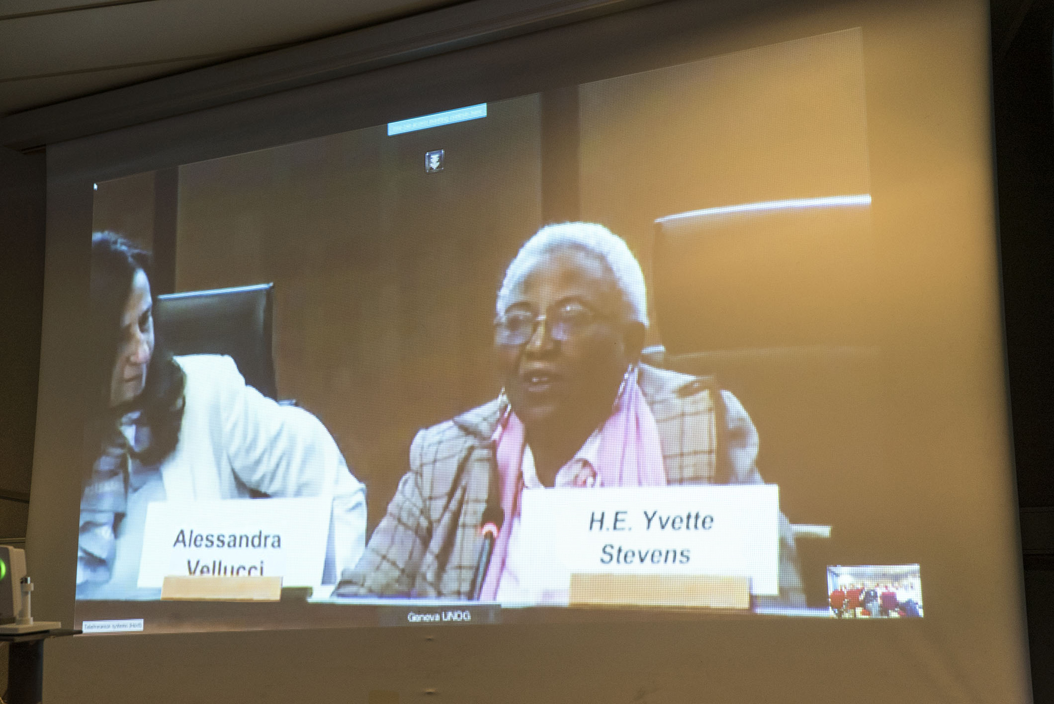 Ambassador Yvette Stevens, Permanent Representative of Sierra Leone to the United Nations, shared her experiences about the 2017 mud slide which killed over 300 people (Source: EOS/ Monika Naranjo Gonzales)