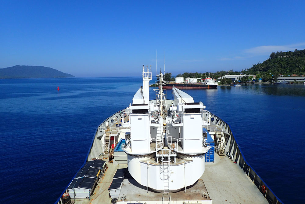 R/V Marion Dufresne, now anchored in Sabang, Indonesia (Source: EOS/ Monika Naranjo Gonzales) R/V Marion Dufresne, now anchored in Sabang, Indonesia (Source: EOS/ Monika Naranjo Gonzales)
