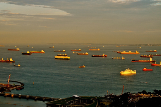 View of the Singapore Barrage and of the Singapore Strait which hosts many shipping lanes (Source: Pixabay) 