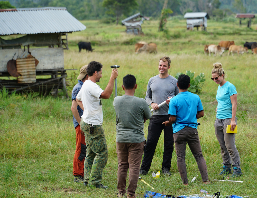Professor Benjamin Horton conducting fieldwork in Indonesia with his team of researchers (Source: Earth Observatory of Singapore) 
