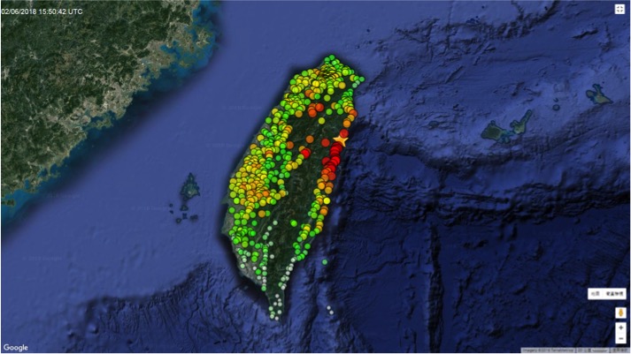The ground motion data from Taiwan’s P-alert real time monitoring and earthquake early warning system suggests that the rupture, from last night’s Mw 6.4 earthquake, was likely to have propagated southward, generating strong ground motions in the city of Hualien (Source: P-alert real-time monitoring system) The ground motion data from Taiwan’s P-alert real time monitoring and earthquake early warning system suggests that the rupture, from last night’s Mw 6.4 earthquake, was likely to have propagated southward, generating strong ground motions in the city of Hualien (Source: P-alert real-time monitoring system)